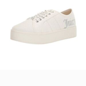 Juicy Couture Women Sneaker size 8.5 Cream Platform Lace Up Shoes New In Box